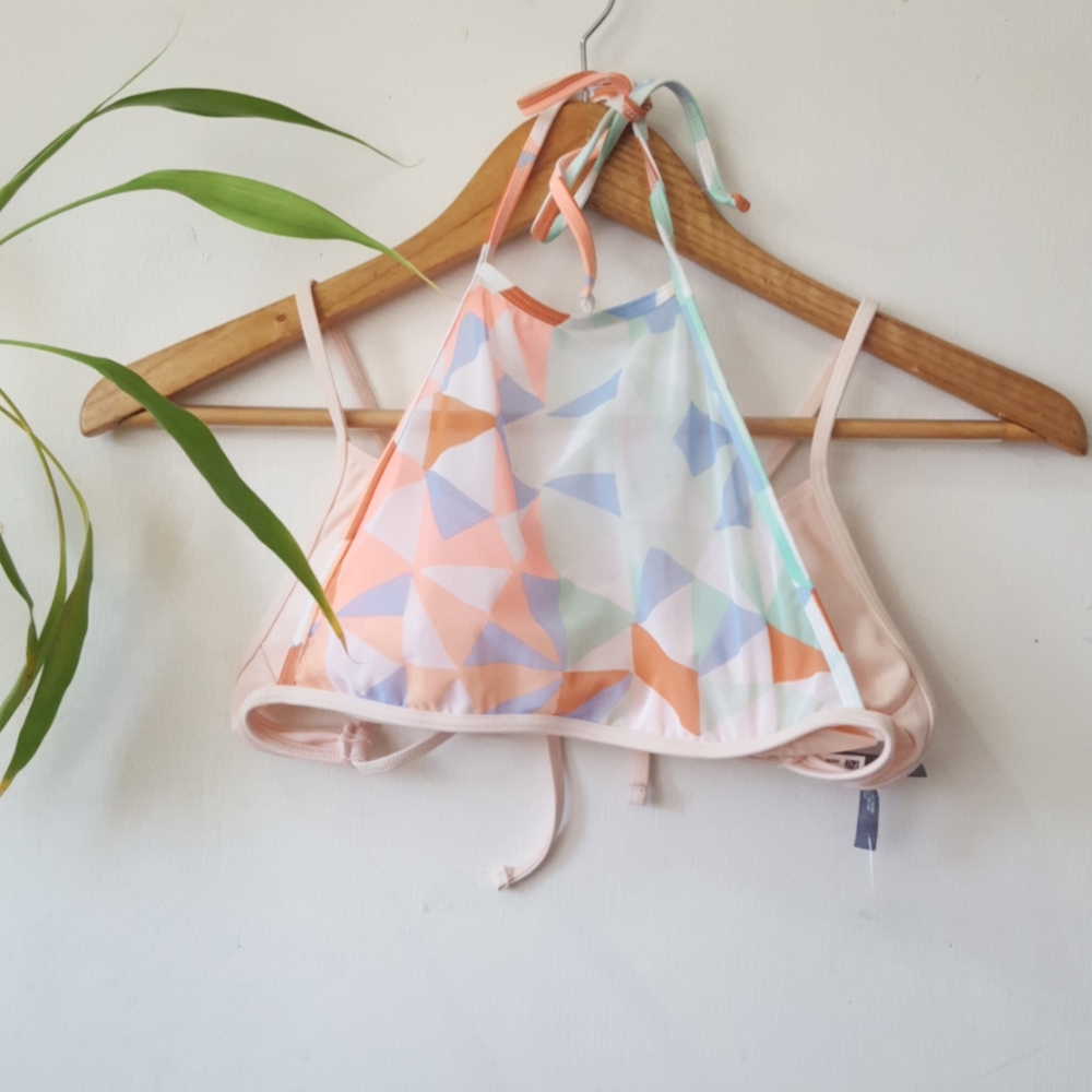 5/25 Aerie mesh halter abstract bikini top